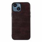 For iPhone 14 Genuine Leather Double Color Crazy Horse Phone Case (Coffee) - 1