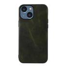 For iPhone 14 Genuine Leather Double Color Crazy Horse Phone Case (Green) - 1