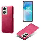 For OnePlus Nord 2T 5G Calf Texture PC + PU Phone Case(Rose Red) - 1