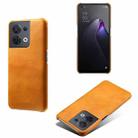 For OPPO Reno8 Calf Texture PC + PU Phone Case(Orange) - 1