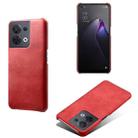 For OPPO Reno8 Calf Texture PC + PU Phone Case(Red) - 1