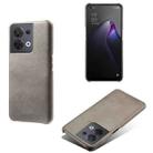 For OPPO Reno8 Calf Texture PC + PU Phone Case(Grey) - 1