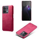 For OPPO Reno8 Calf Texture PC + PU Phone Case(Rose Red) - 1