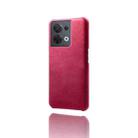 For OPPO Reno8 Calf Texture PC + PU Phone Case(Rose Red) - 3