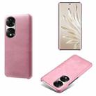 For Honor 70 Pro+ Calf Texture PC + PU Phone Case(Pink) - 1