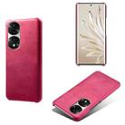 For Honor 70 Pro+ Calf Texture PC + PU Phone Case(Rose Red) - 1