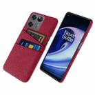 For OnePlus Ace Racing Cloth Texture Card Slot PC+Nylon Phone Case(Red) - 1