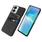 For OnePlus Nord 2T 5G Cloth Texture Card Slot PC+Nylon Phone Case(Black) - 1