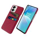 For OnePlus Nord 2T 5G Cloth Texture Card Slot PC+Nylon Phone Case(Red) - 1