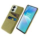 For OnePlus Nord 2T 5G Cloth Texture Card Slot PC+Nylon Phone Case(Yellow) - 1