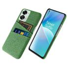 For OnePlus Nord 2T 5G Cloth Texture Card Slot PC+Nylon Phone Case(Green) - 1