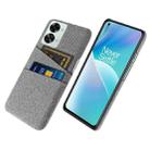 For OnePlus Nord 2T 5G Cloth Texture Card Slot PC+Nylon Phone Case(Light Grey) - 1