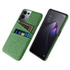 For OPPO Reno8 Pro+ Cloth Texture Card Slot PC+Nylon Phone Case(Green) - 1