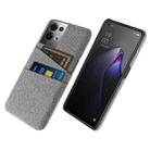 For OPPO Reno8 Pro+ Cloth Texture Card Slot PC+Nylon Phone Case(Light Grey) - 1