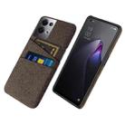 For OPPO Reno8 Pro+ Cloth Texture Card Slot PC+Nylon Phone Case(Brown) - 1