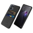 For OPPO Reno8 Pro Cloth Texture Card Slot PC+Nylon Phone Case(Black) - 1
