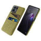 For OPPO Reno8 Pro Cloth Texture Card Slot PC+Nylon Phone Case(Yellow) - 1