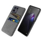 For OPPO Reno8 Pro Cloth Texture Card Slot PC+Nylon Phone Case(Grey) - 1