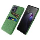 For OPPO Reno8 Pro Cloth Texture Card Slot PC+Nylon Phone Case(Green) - 1