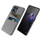 For OPPO Reno8 Pro Cloth Texture Card Slot PC+Nylon Phone Case(Light Grey) - 1