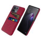 For OPPO Reno8 Cloth Texture Card Slot PC+Nylon Phone Case(Red) - 1