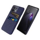 For OPPO Reno8 Cloth Texture Card Slot PC+Nylon Phone Case(Blue) - 1