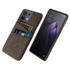 For OPPO Reno8 Cloth Texture Card Slot PC+Nylon Phone Case(Brown) - 1