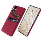 For Honor 70 Pro+ Cloth Texture Card Slot PC+Nylon Phone Case(Red) - 1