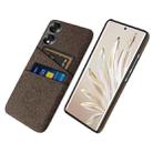 For Honor 70 Cloth Texture Card Slot PC+Nylon Phone Case(Brown) - 1