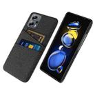 For Xiaomi Redmi Note 11T Pro+ Cloth Texture Card Slot PC+Nylon Phone Case(Black) - 1