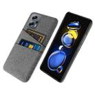 For Xiaomi Redmi Note 11T Pro+ Cloth Texture Card Slot PC+Nylon Phone Case(Grey) - 1