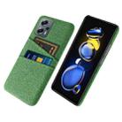 For Xiaomi Redmi Note 11T Pro+ Cloth Texture Card Slot PC+Nylon Phone Case(Green) - 1