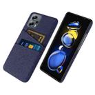 For Xiaomi Redmi Note 11T Pro Cloth Texture Card Slot PC+Nylon Phone Case(Blue) - 1