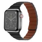 Strong Magnetic Leather Watch Band For Apple Watch Ultra 49mm / Series 8&7 45mm / SE 2&6&SE&5&4 44mm / 3&2&1 42mm(Black) - 1