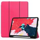 For iPad Pro 11 inch 2020 Custer Pattern TPU Smart Tablet Holster with Sleep Function & Tri-Fold Bracket & Pen Slot(Rose Red) - 1