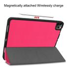 For iPad Pro 11 inch 2020 Custer Pattern TPU Smart Tablet Holster with Sleep Function & Tri-Fold Bracket & Pen Slot(Rose Red) - 5