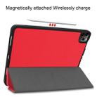 For iPad Pro 11 inch 2020 Custer Pattern TPU Smart Tablet Holster with Sleep Function & Tri-Fold Bracket & Pen Slot(Scarlet) - 5