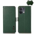 For OPPO Reno8 5G KHAZNEH Side-Magnetic Litchi Genuine Leather RFID Phone Case(Green) - 1
