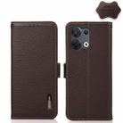 For OPPO Reno8 5G KHAZNEH Side-Magnetic Litchi Genuine Leather RFID Phone Case(Brown) - 1