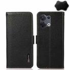 For OPPO Reno8 Pro 5G KHAZNEH Side-Magnetic Litchi Genuine Leather RFID Phone Case(Black) - 1