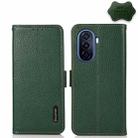 For Huawei nova Y70 Plus KHAZNEH Side-Magnetic Litchi Genuine Leather RFID Phone Case(Green) - 1