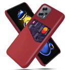 For Xiaomi Redmi Note 11T Pro+ Cloth Texture Card Slot PC + PU Phone Case(Red) - 1