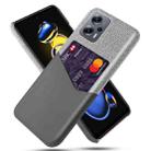 For Xiaomi Redmi Note 11T Pro+ Cloth Texture Card Slot PC + PU Phone Case(Grey) - 1