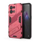 For OPPO Reno8 Punk Armor 2 in 1 PC + TPU Shockproof Phone Case with Invisible Holder(Light Red) - 1