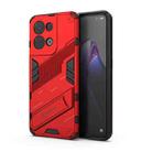 For OPPO Reno8 Punk Armor 2 in 1 PC + TPU Shockproof Phone Case with Invisible Holder(Red) - 1