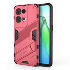 For OPPO Reno8 Pro Punk Armor 2 in 1 PC + TPU Shockproof Phone Case with Invisible Holder(Light Red) - 1