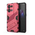 For OPPO Reno8 Pro+ Punk Armor 2 in 1 PC + TPU Shockproof Phone Case with Invisible Holder(Light Red) - 1