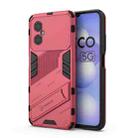 For Xiaomi Poco M4 5G Punk Armor 2 in 1 PC + TPU Shockproof Phone Case with Invisible Holder(Light Red) - 1