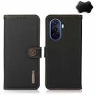 For Huawei nova Y70 Plus KHAZNEH Custer Genuine Leather RFID Phone Case(Black) - 1