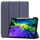 Fabric Denim TPU Smart Tablet Leather Tablet Case with Sleep Function & Tri-Fold Bracket & Pen Slot(Blue) - 1